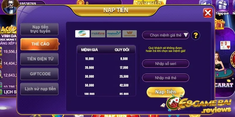68gamebai reviews Nạp tiền vào tài khoản 68 game bài không mất phí